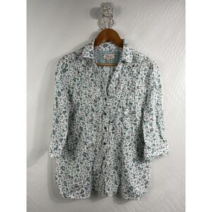 Y2K Decree Floral Shirt Size XL Cottage Core Demure Coquette Feminine‎ Ruffle